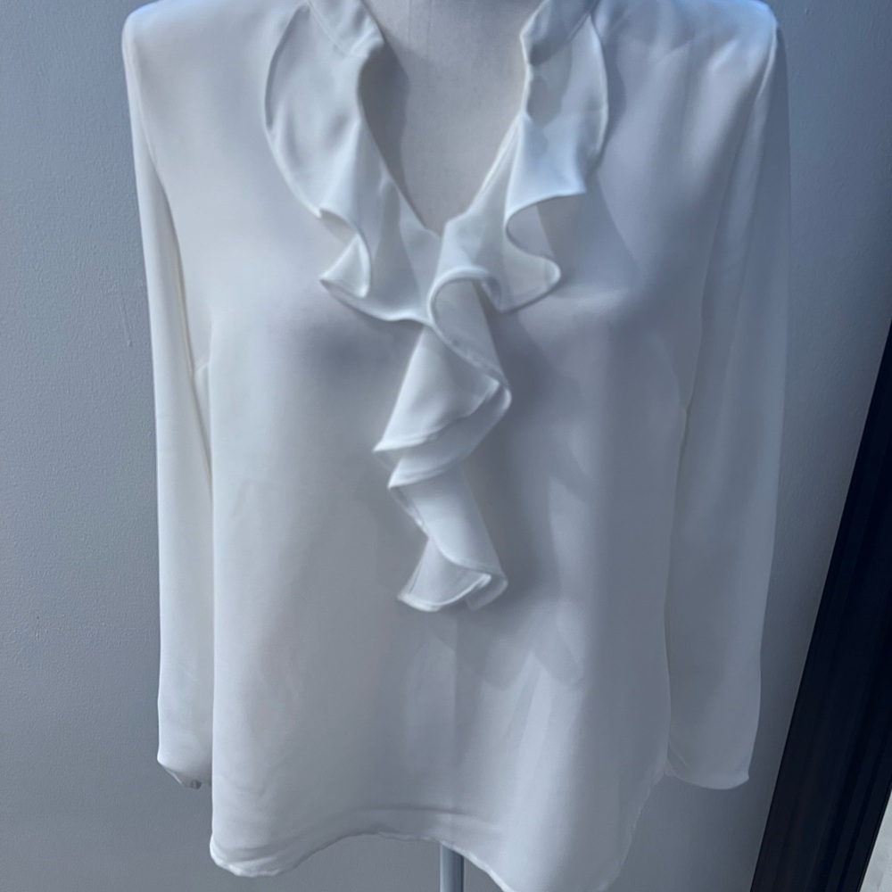 Elegant White Ruffle Blouse